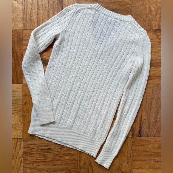 J Crew Cream V Neck Cable-knit Sweater Sz XXXS - Picture 3 of 3